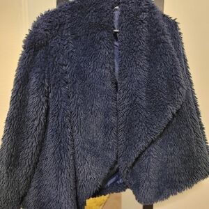 Women's Navy Faux Fur Jacket